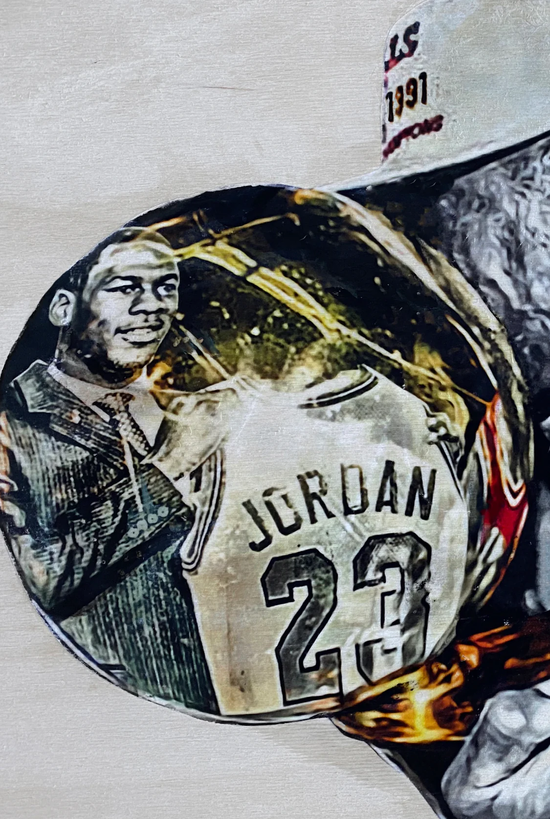 "1991" (Michael Jordan) Chicago Bulls - 1/1 ORIGINAL on Birchwood - Image 2