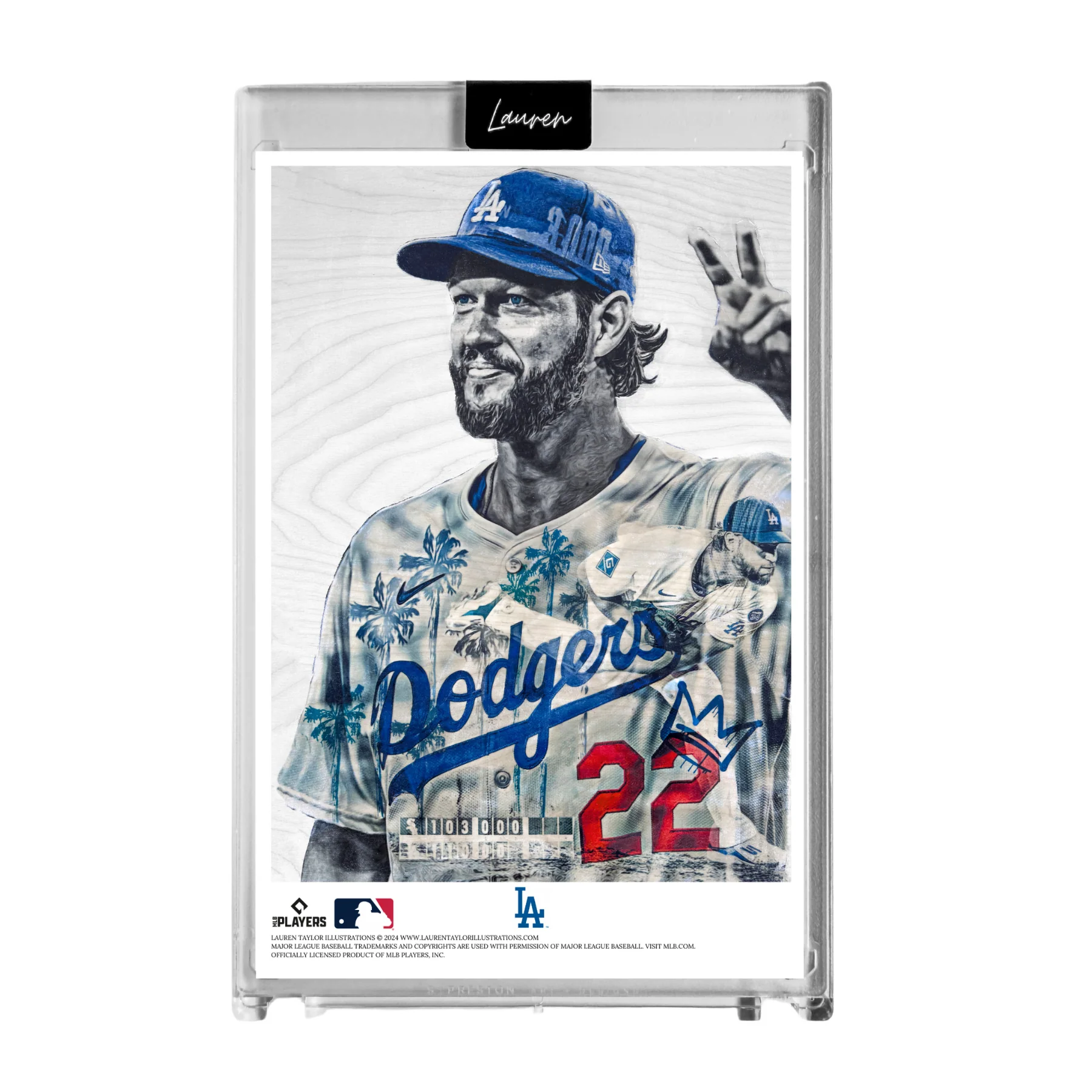 "3000" (Clayton Kershaw) MLB Print Collectible 4x6 Art Slab - 1/1 Gold Artist Autograph - Image 2