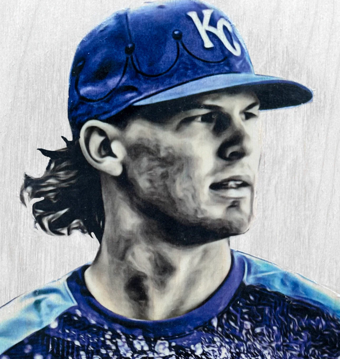 "B Witt" (Bobby Witt Jr.) Kansas City Royals - 1/1 Original on Wood - Image 2