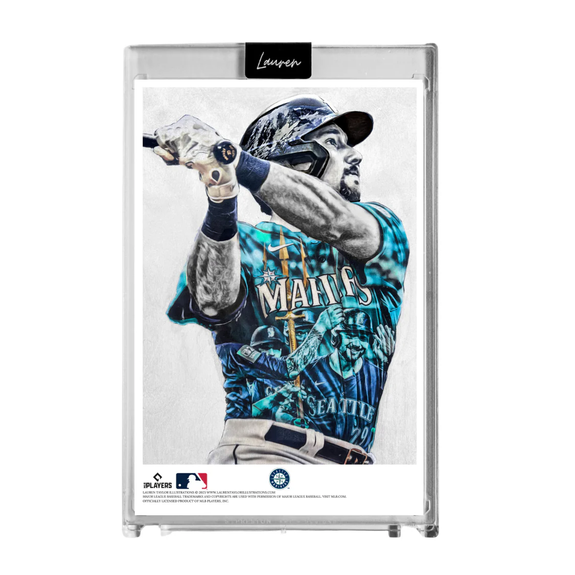 "Big Dumper" (Cal Raleigh) MLB Print Collectible 4x6 Art Slab - /25 Artist Autograph - Image 2