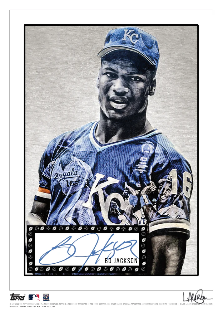 Black Artist Signature - Topps Wall Art (10x14) of card #206 by Lauren Taylor - Bo Jackson