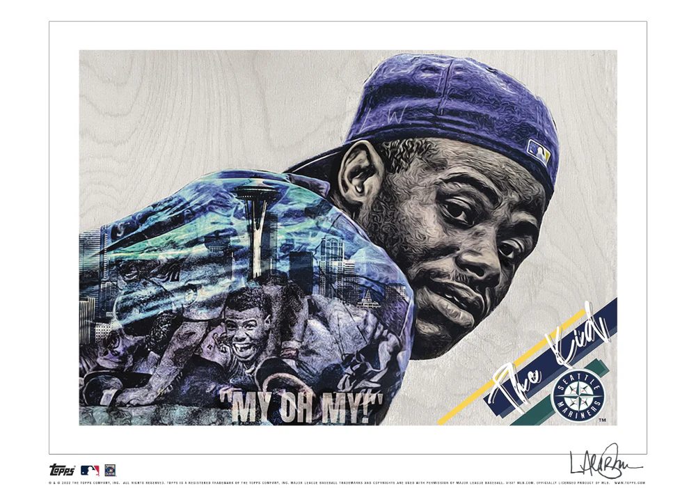 Black Artist Signature - Topps Wall Art (10x14) of card #309 by Lauren Taylor - Ken Griffey Jr.
