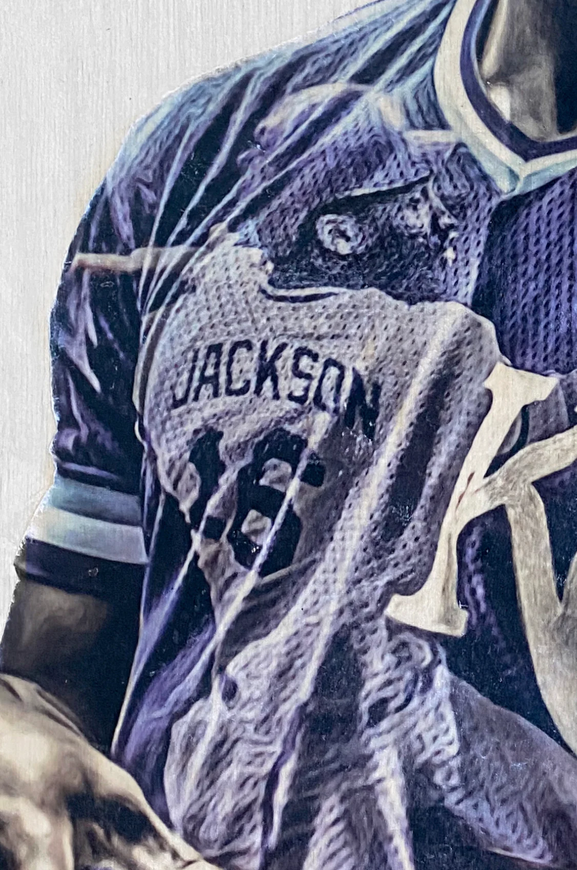 "Bo Knows" (Bo Jackson) Kansas City Royals - 1/1 Original on Wood - Image 3