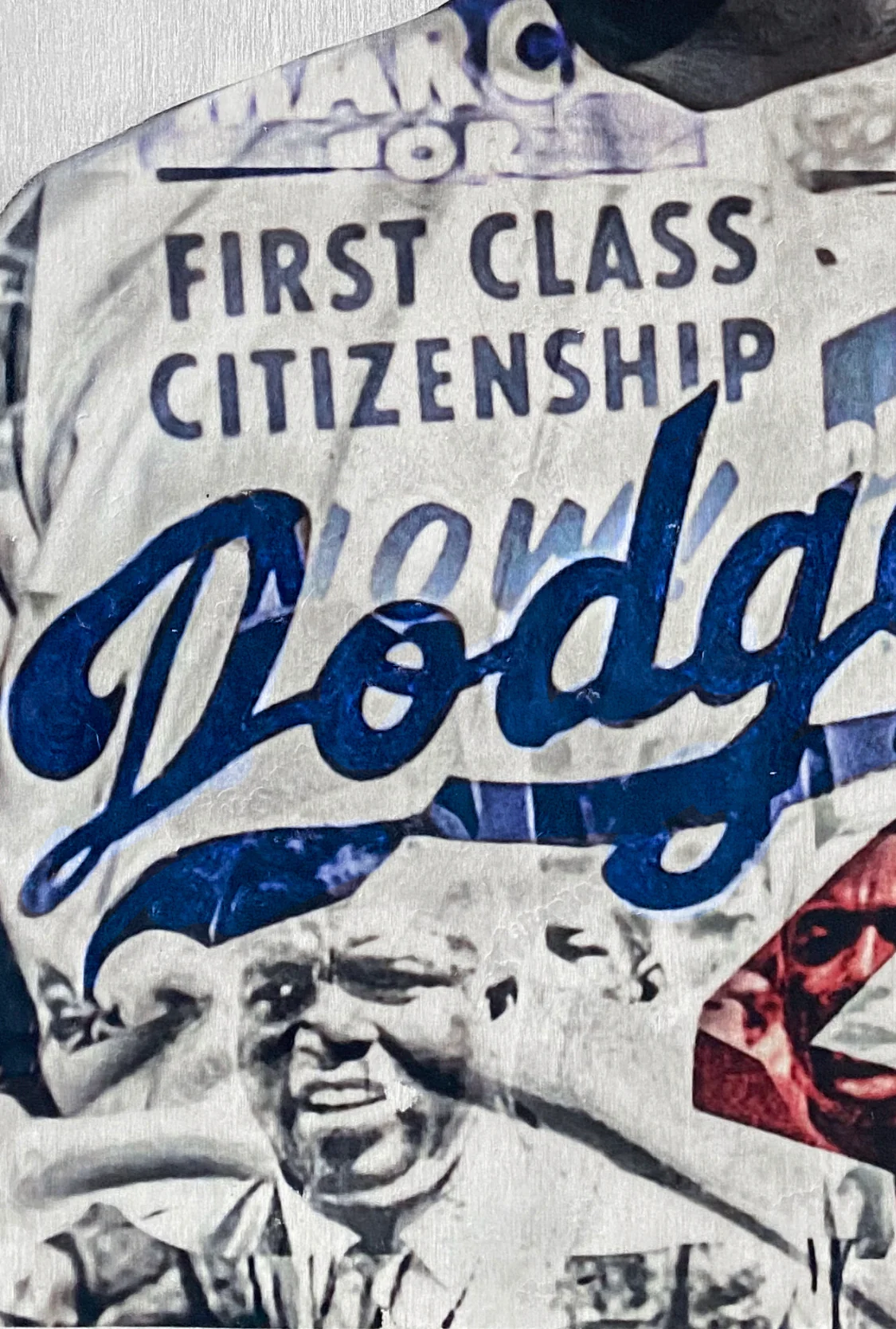 "Broken Barriers” (Jackie Robinson) Brooklyn Dodgers - 1/1 Original on birchwood - Image 3