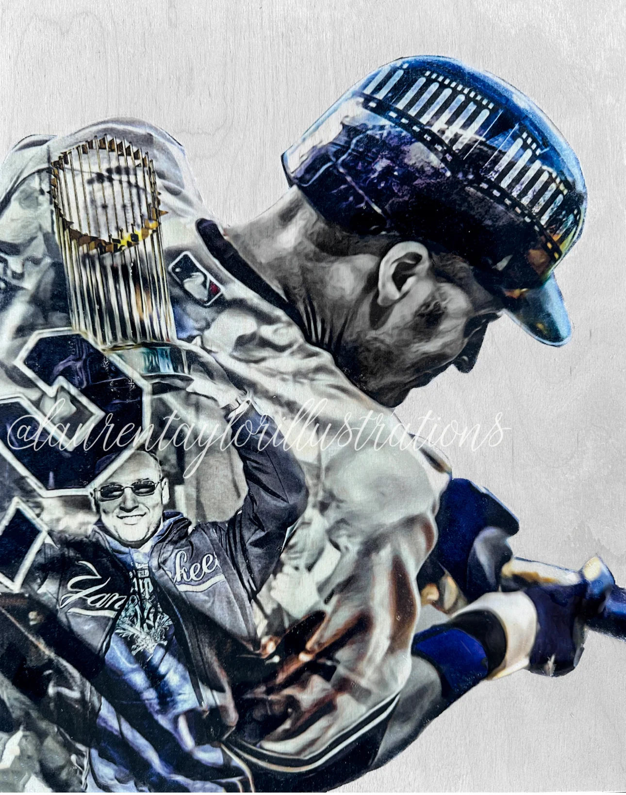 "Captain Jeter" (Derek Jeter) New York Yankees - 1/1 Original on Wood