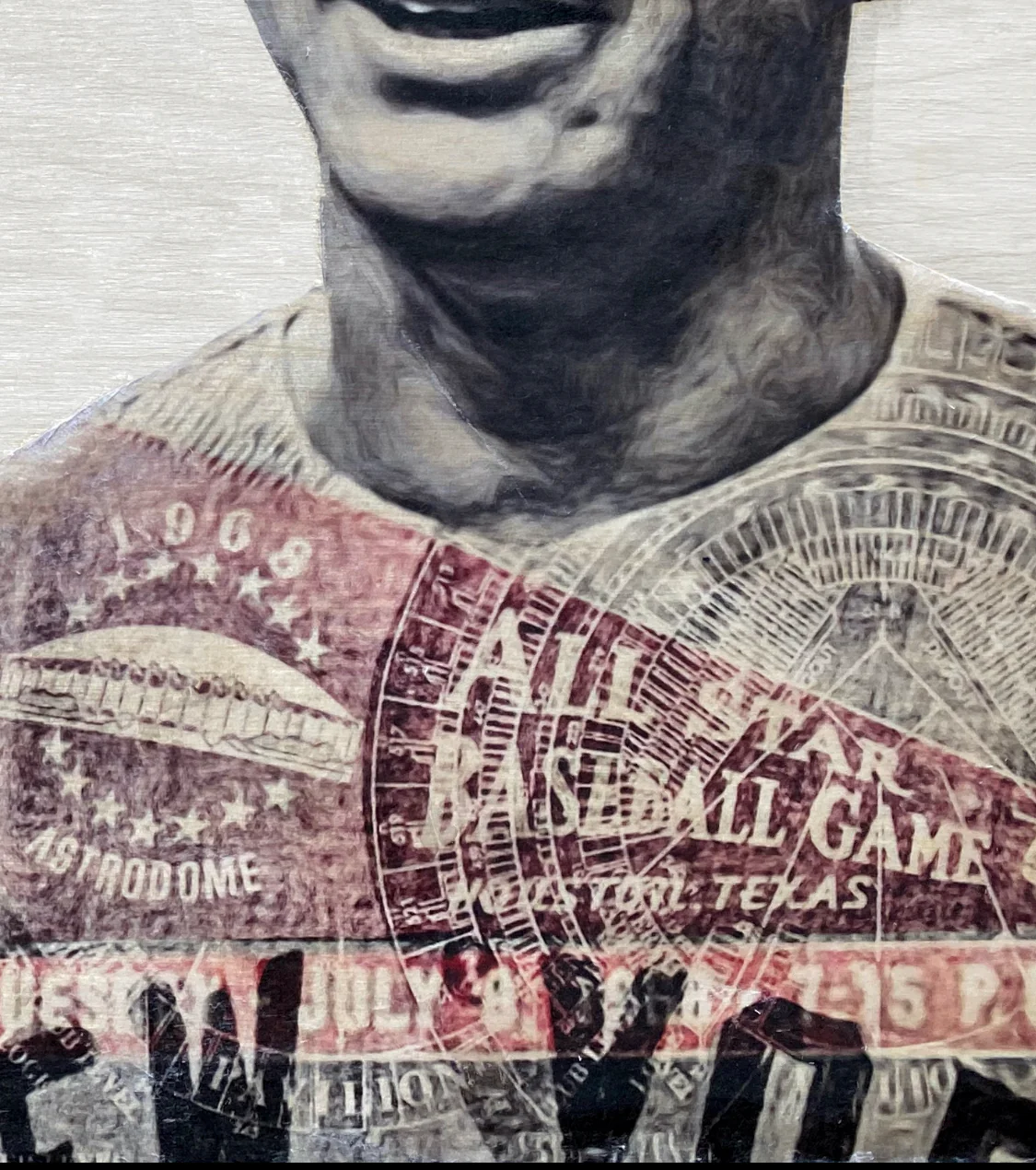 "Captains" (Willie Mays & Mickey Mantle) 1968 All-Star Game - 1/1 Original on Birchwood - Image 3
