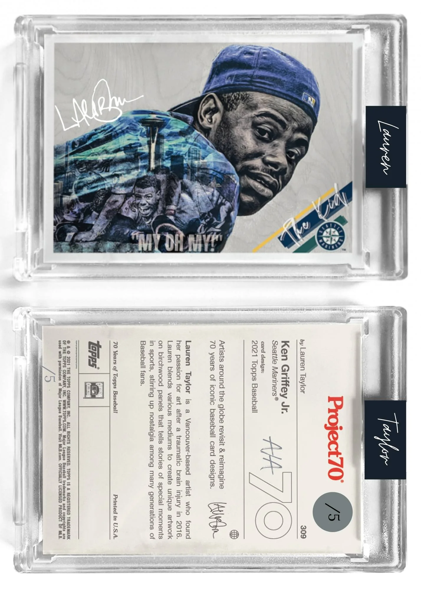 /5 Metallic Chrome Artist Signature - Ken Griffey Jr. - 130pt Card #309 by Lauren Taylor - Baseball Card