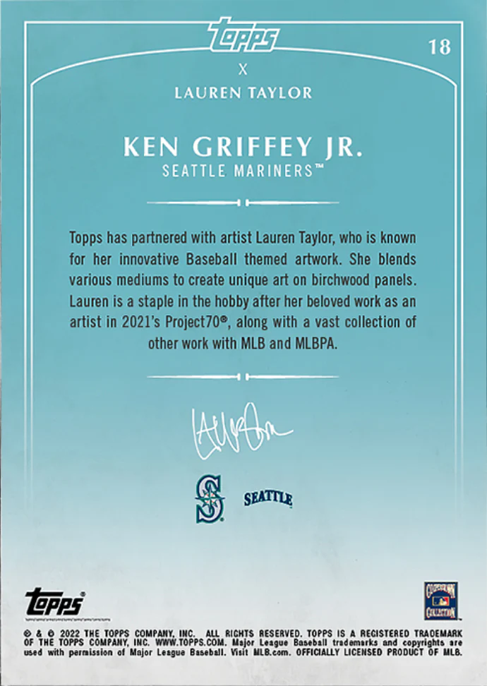 Lauren Taylor x Topps - Artist Autographed Ken Griffey Jr. Base Card - Image 2