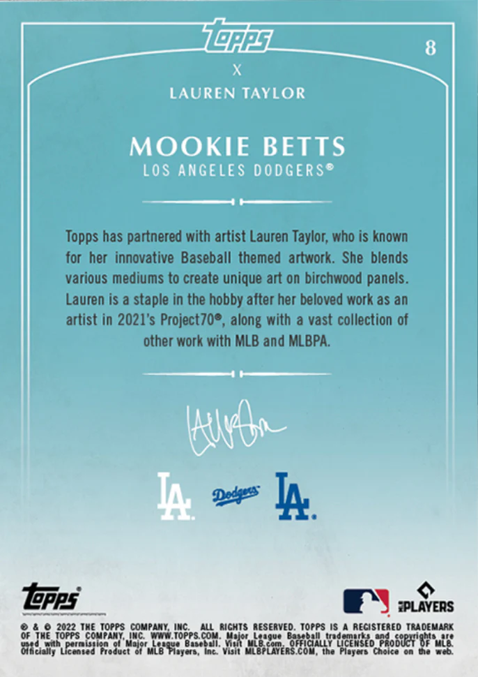 Lauren Taylor x Topps - Artist Autographed Mookie Betts Base Card - Image 2