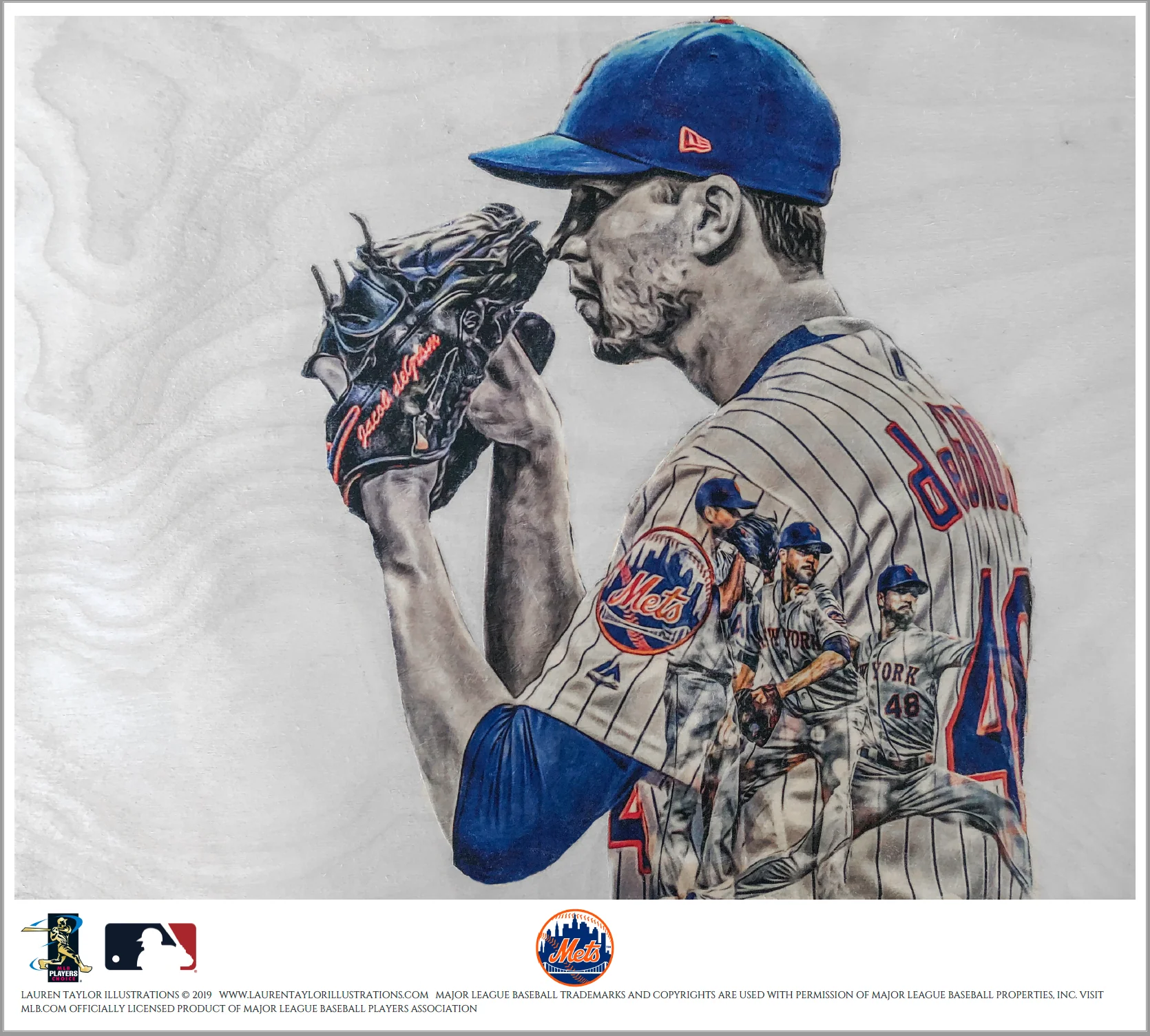 "deGrominator" (Jacob deGrominator) New York Mets - Officially Licensed MLB Print - BLUE ARTIST SIGNATURE Limited Release /5 - Image 2