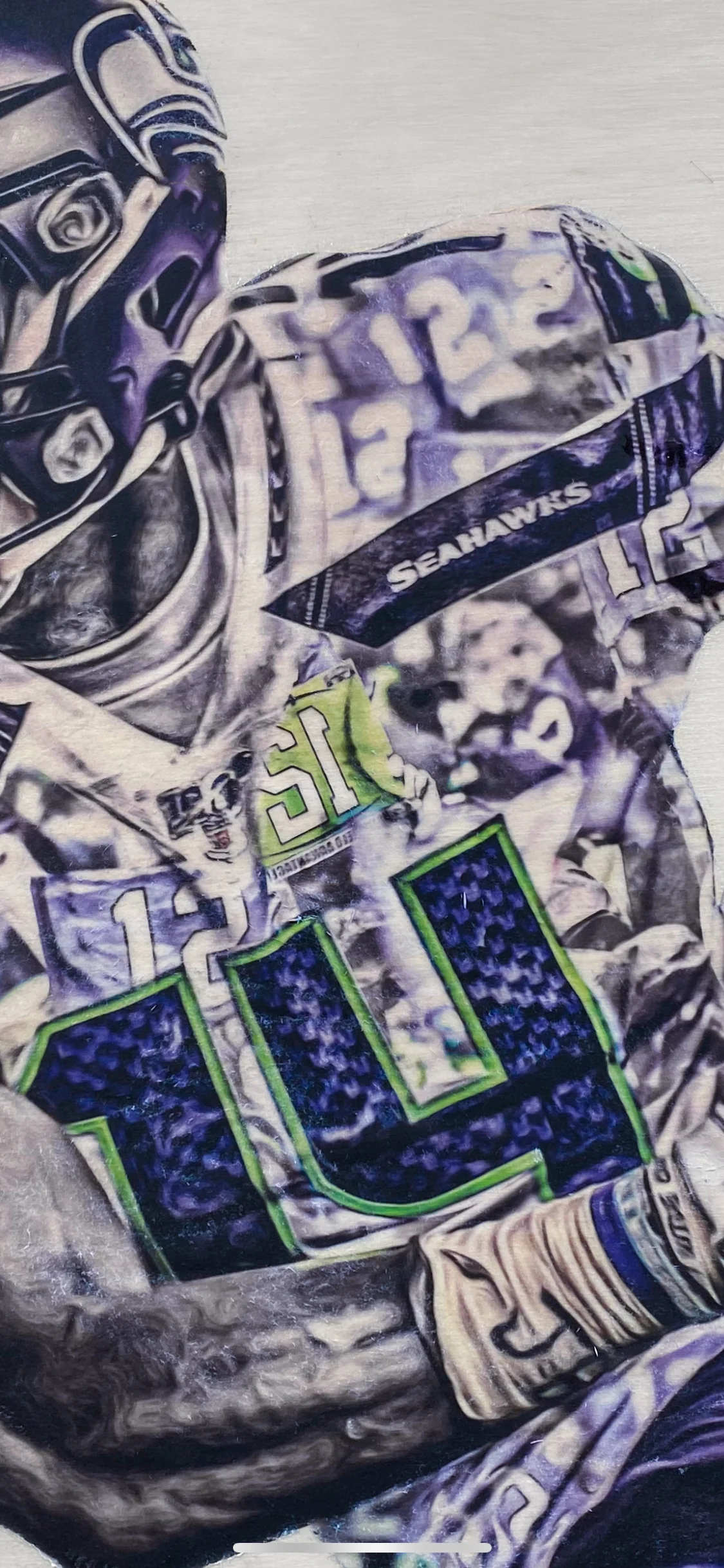 "DK" (DK Metcalf) Seattle Seahawks - 1/1 Original on Wood - Image 2