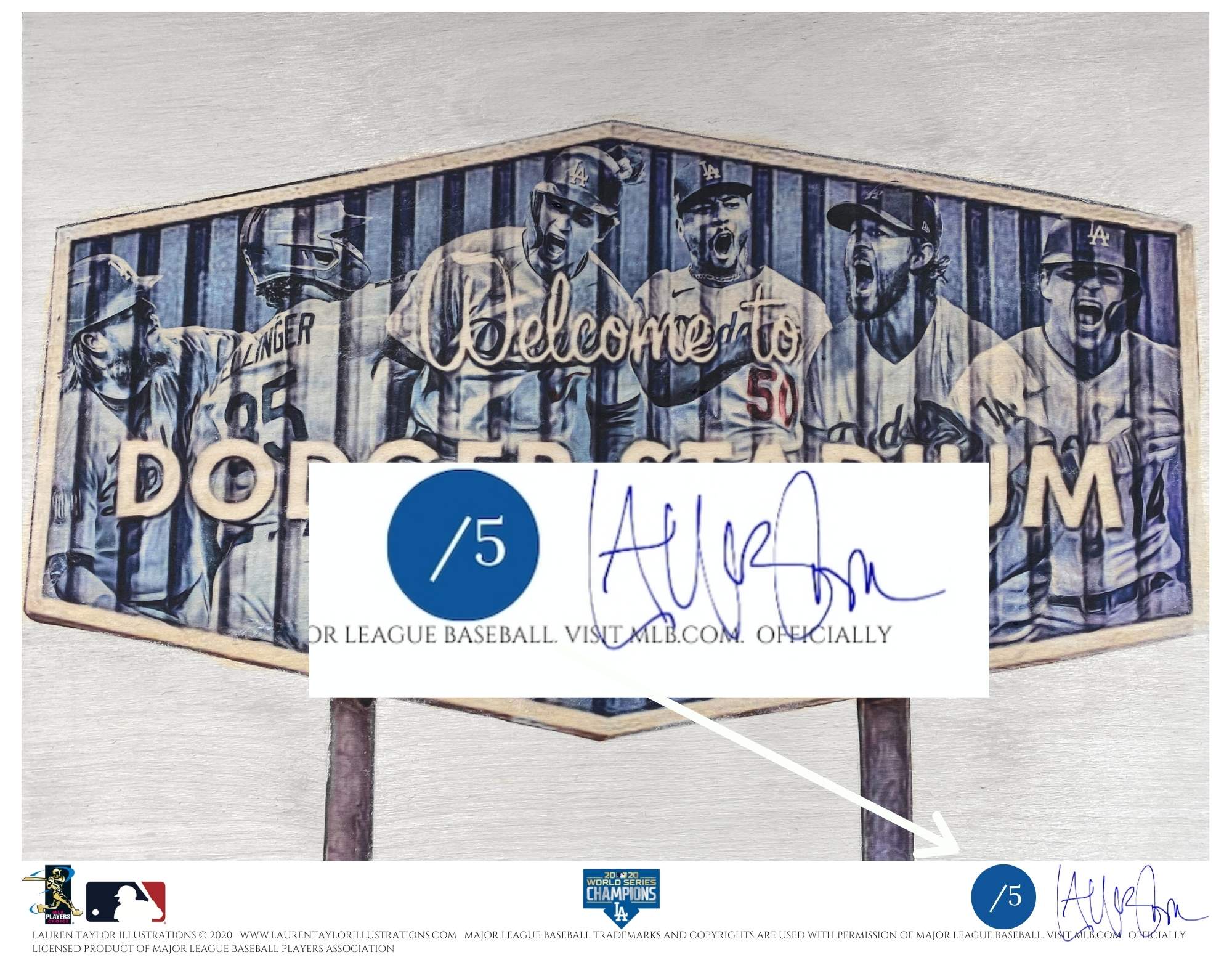 "Dodger Blue" (Los Angeles Dodgers) 2020 World Series Champions - Officially Licensed MLB Print - Commemorative BLUE SIGNATURE Limited Release /5 - Image 2