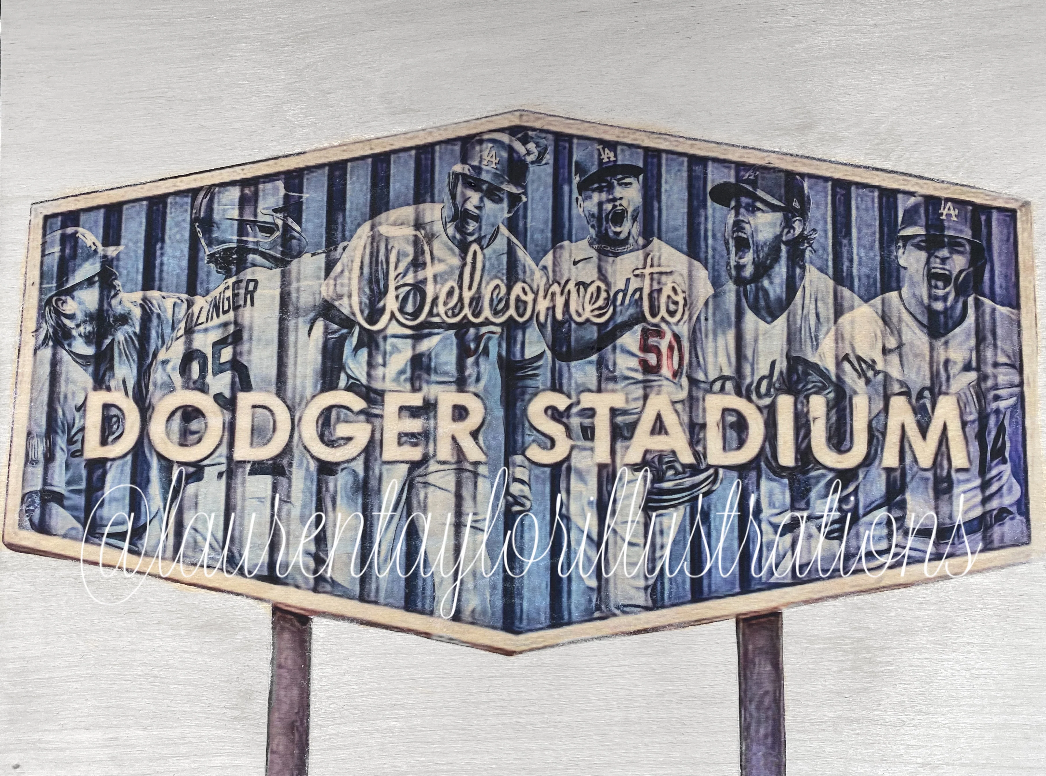 "Dodger Blue" (World Series Commemorative Piece Part II) Los Angeles Dodgers - 1/1 Original on Wood