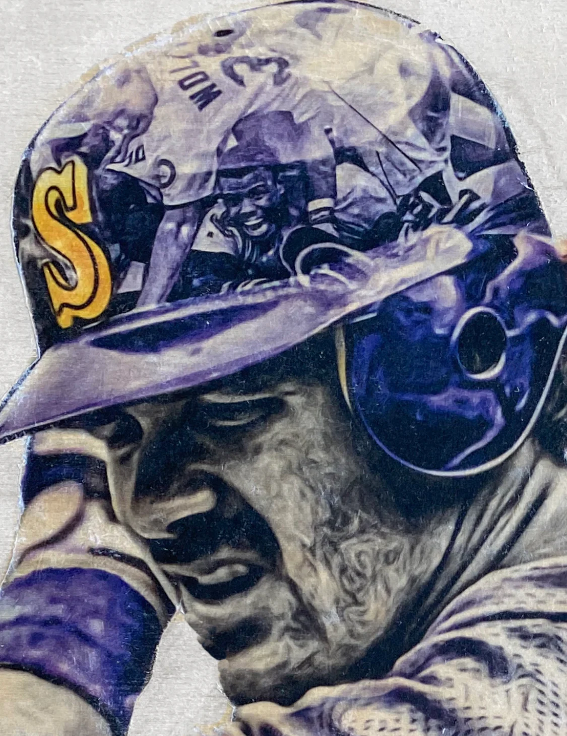 "Gar" (Edgar Martinez) Seattle Mariners - 1/1 Original on Wood - Image 4