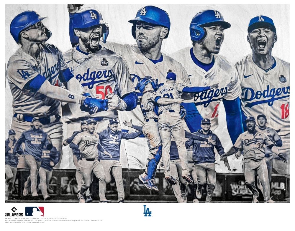 "EIGHT" (Los Angeles Dodgers) 2024 World Series Champions - Officially Licensed MLB Print - Limited Release NAVY BLUE ARTIST AUTO /250 - Image 2