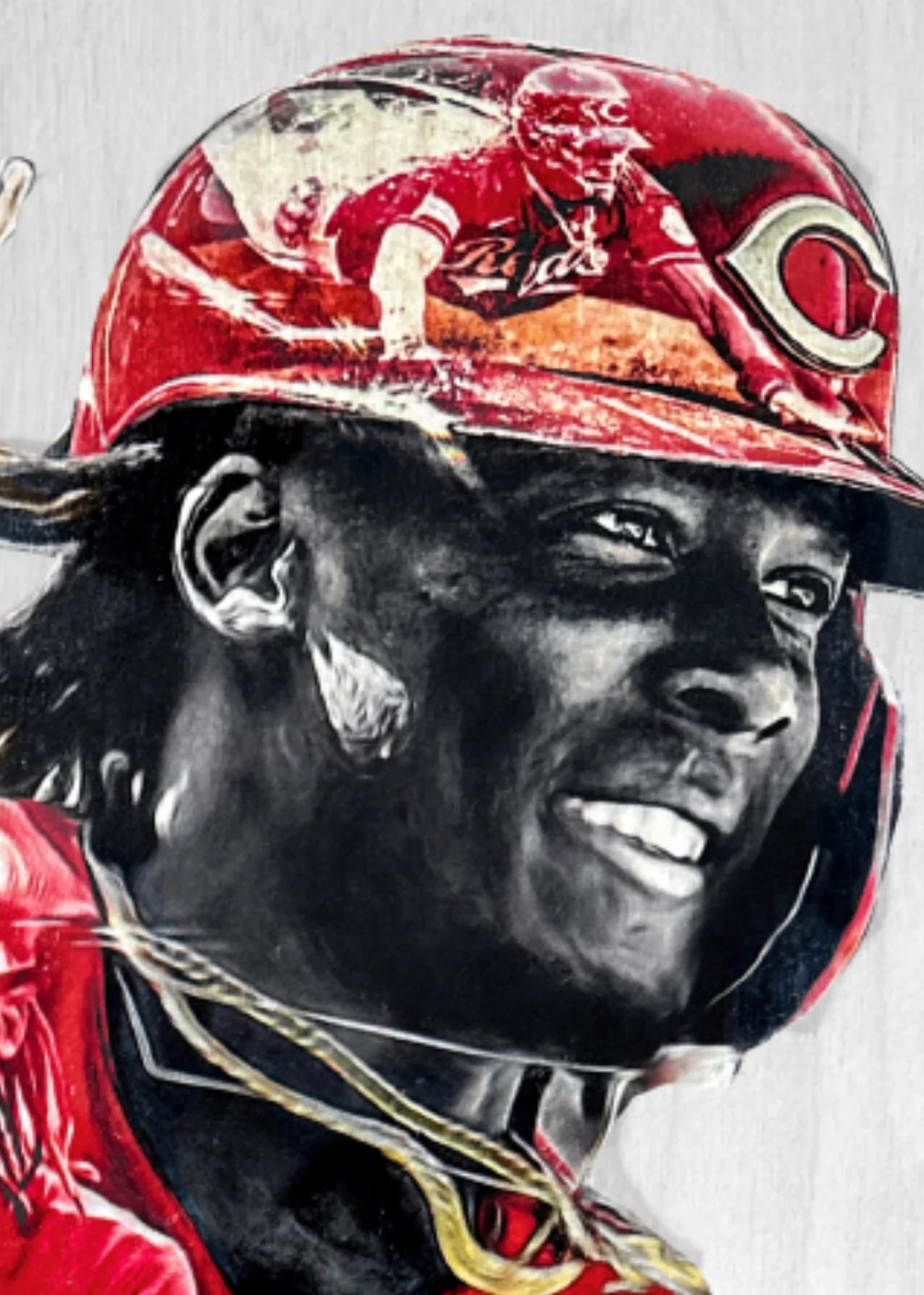"Elly” (Elly De La Cruz) Cincinnati Reds - 1/1 Original on Wood - Image 3