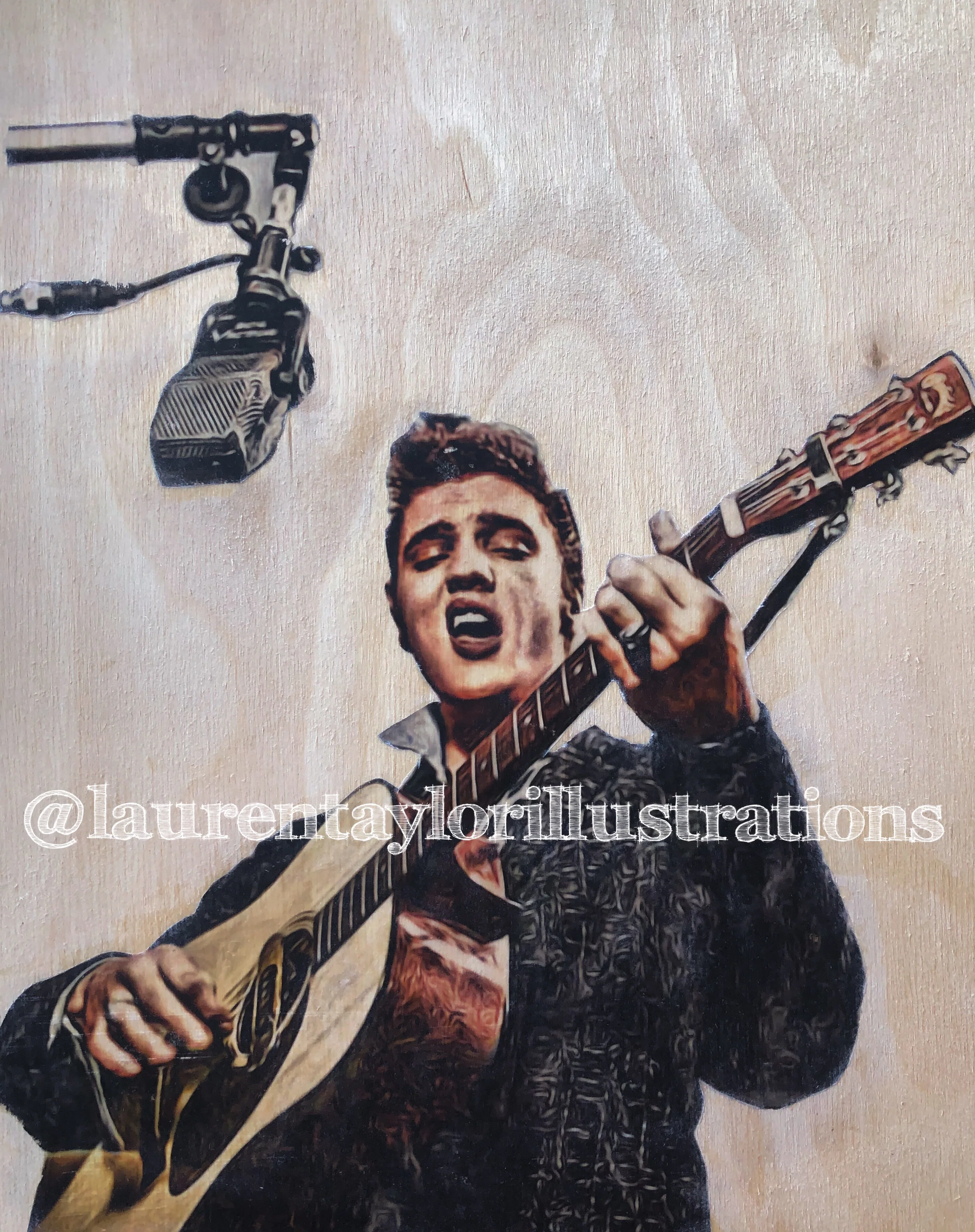 “Elvis" 1/1 Original on Wood