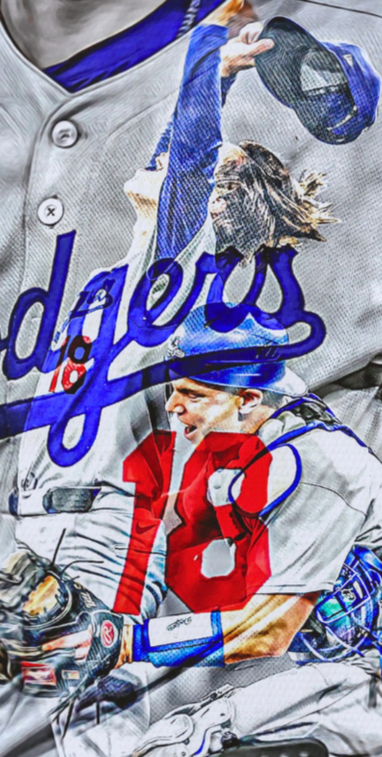 "Final Out" (Y. Yamamoto & W. Smith) Los Angeles Dodgers - 2025 World Series MVP - Officially Licensed MLB Print - DODGER BLUE ARTIST AUTO /18 - Image 3