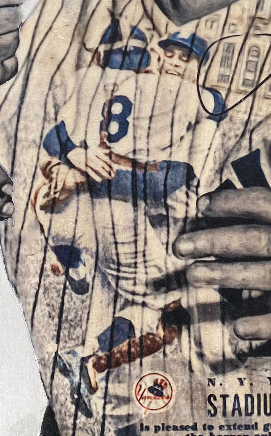 “Game 5” (Yogi Berra) New York Yankees - 1/1 Original on Birchwood - Image 2