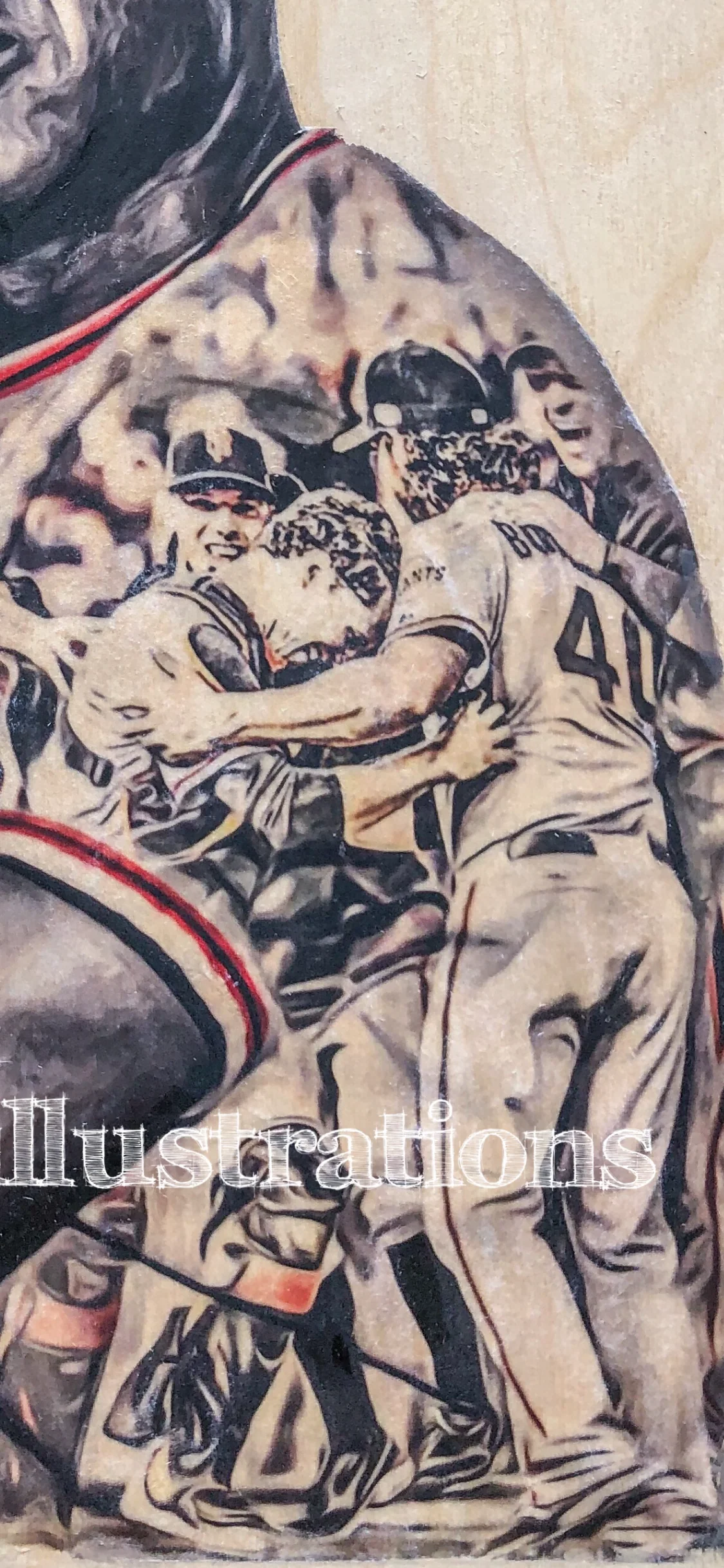 “Giants Royalty" (Willie Mays, Bumgarner, Posey) San Francisco Giants - 1/1 Original on Wood - Image 2