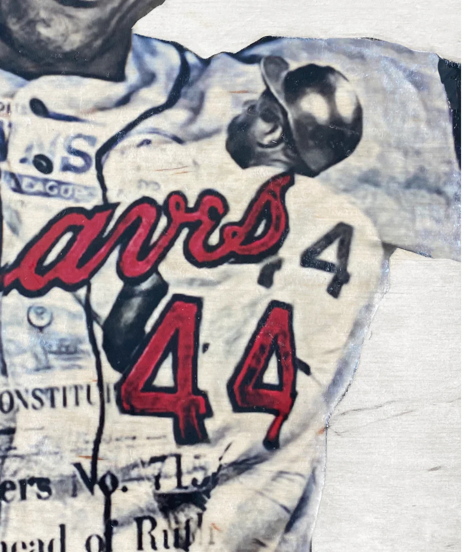 "Hammerin' Hank" (Hank Aaron) Atlanta Braves - 1/1 Original on Wood - Image 3