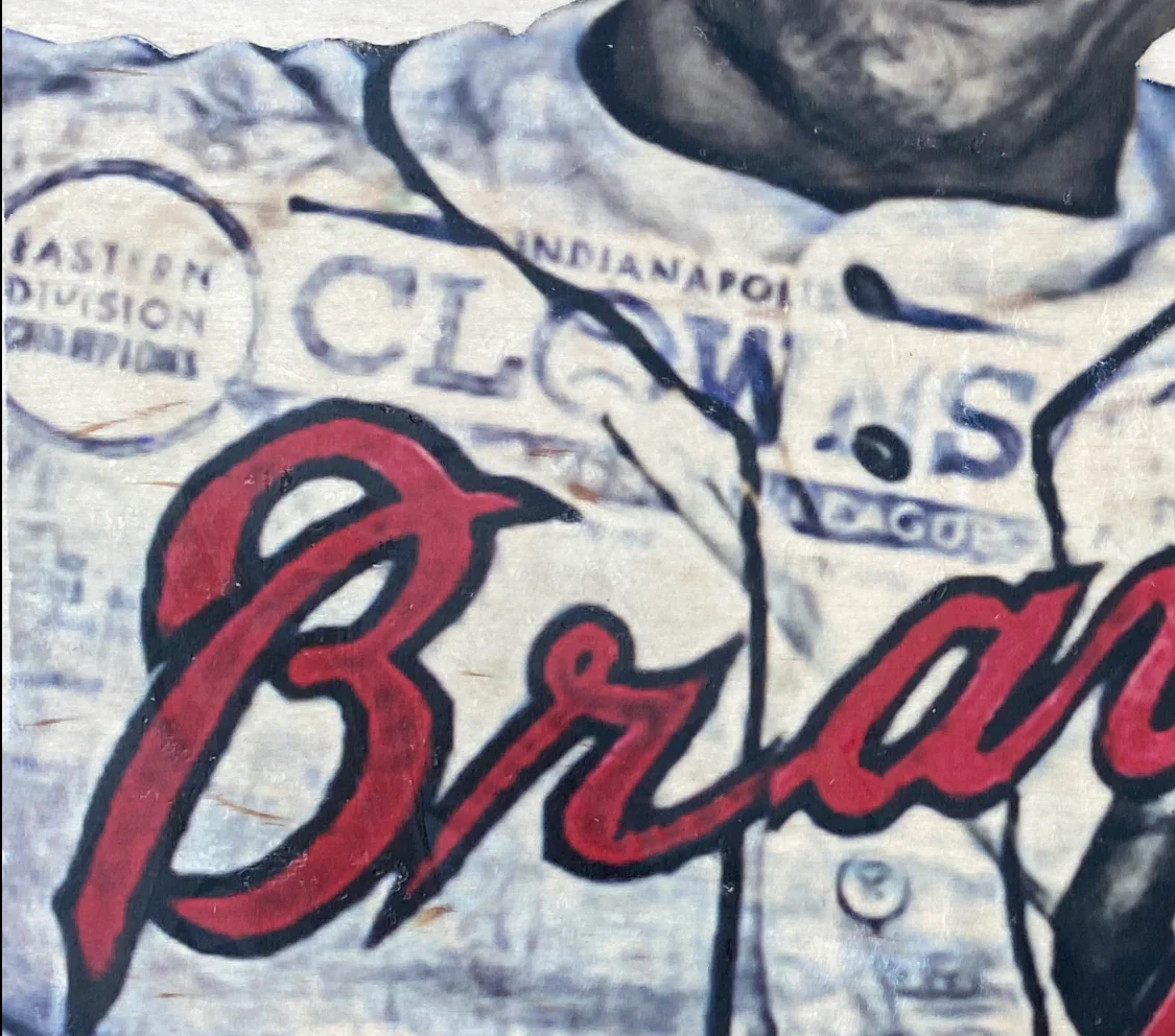"Hammerin' Hank" (Hank Aaron) Atlanta Braves - 1/1 Original on Wood - Image 4