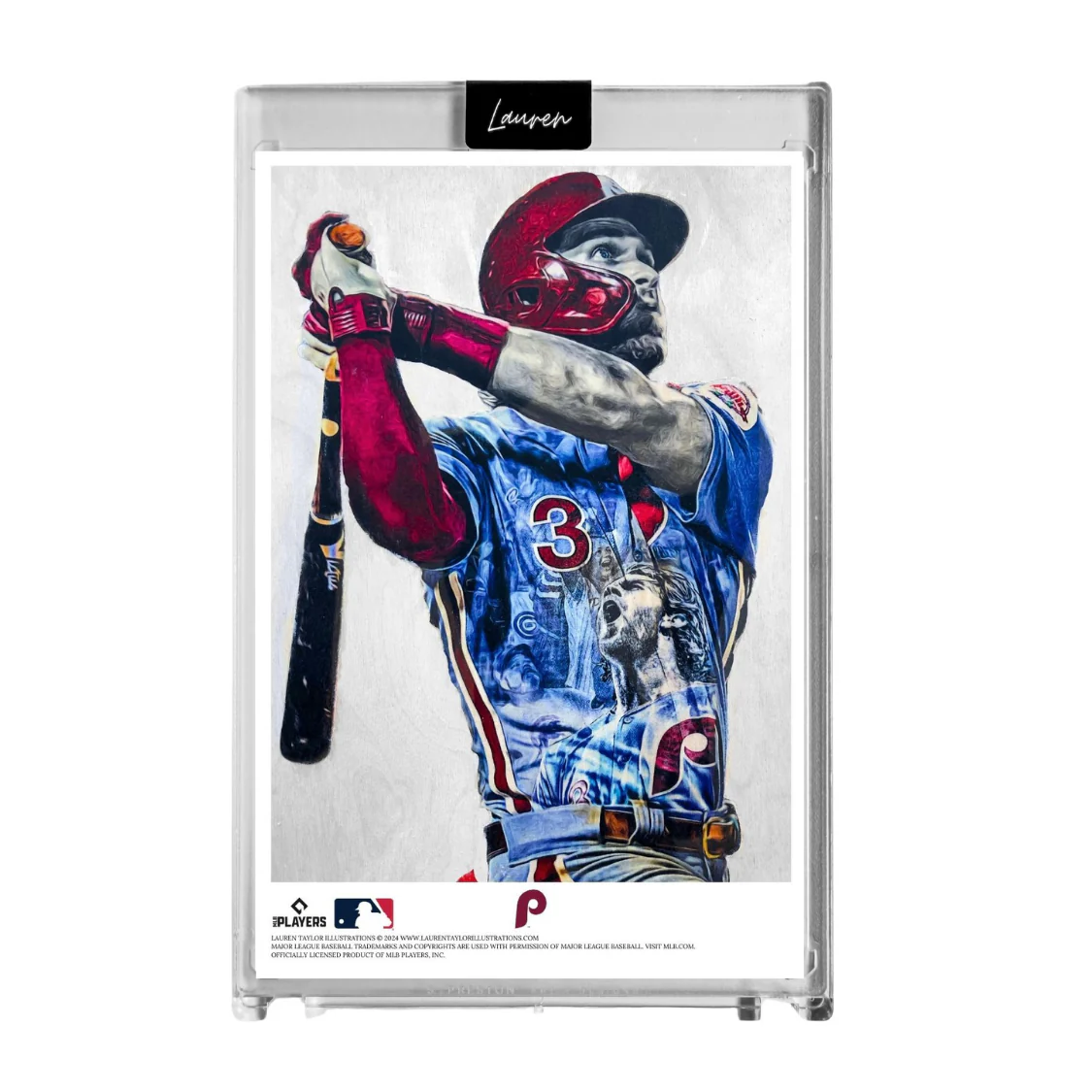 "Harper Smash" (Bryce Harper) MLB Print Collectible 4x6 Art Slab - /25 Artist Autograph - Image 2