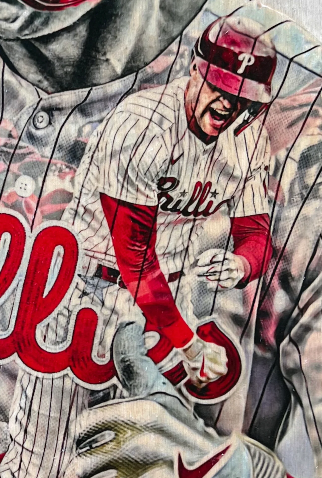 "Hoskins' Spike" (Rhys Hoskins) Philadelphia Phillies - 1/1 Original on Wood - Image 2