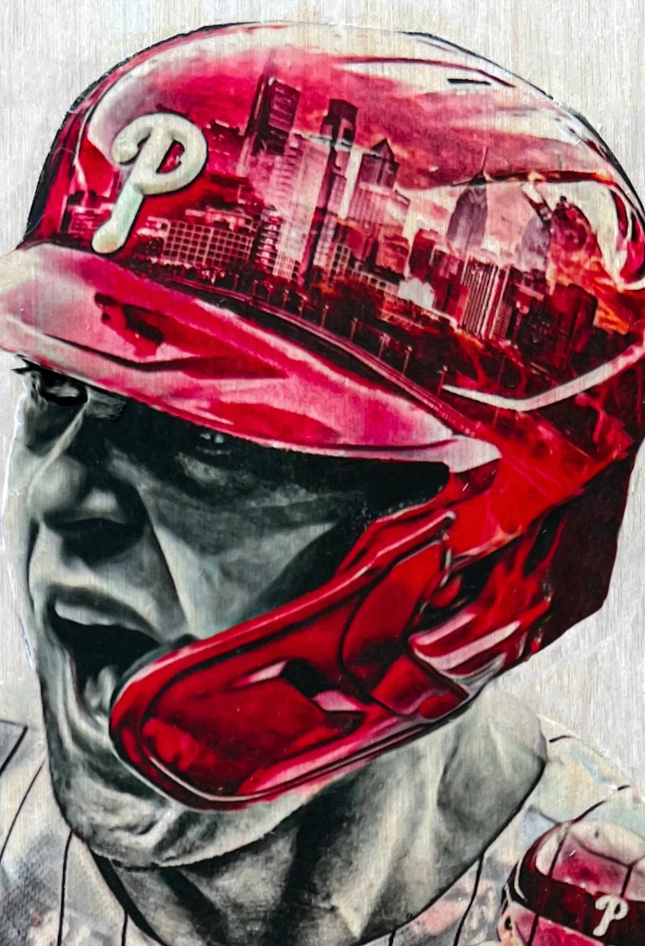 "Hoskins' Spike" (Rhys Hoskins) Philadelphia Phillies - 1/1 Original on Wood - Image 4