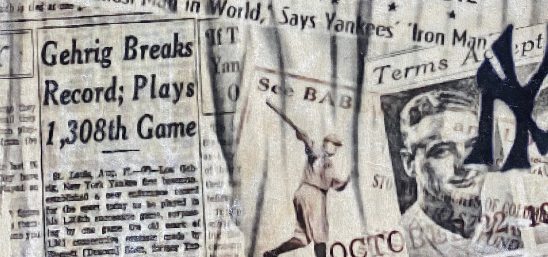 "Iron Horse" (Lou Gehrig) New York Yankees - 1/1 Original on Birchwood - Image 3