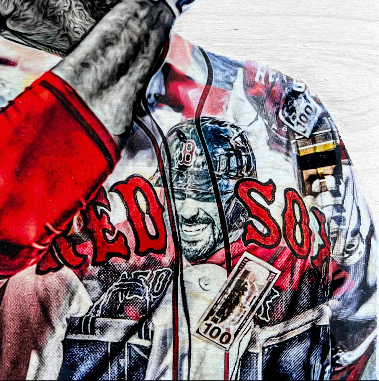 “JD" (JD Martinez) Boston Red Sox - 1/1 Original on Wood - Image 2