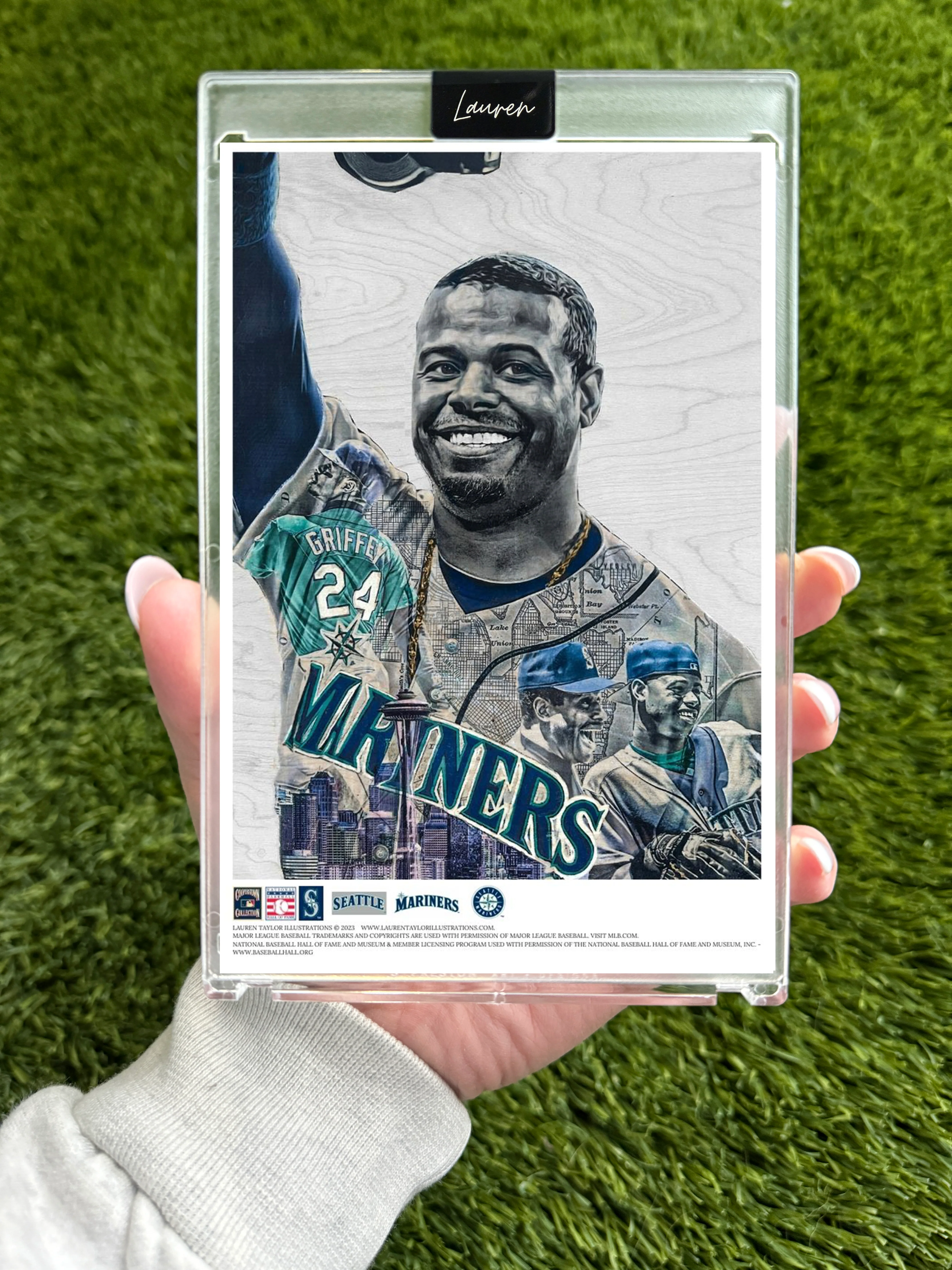 "Junior" (Ken Griffey Jr. & Sr.) MLB Print Collectible 4x6 Art Slab - 1/1 Gold Artist Autograph