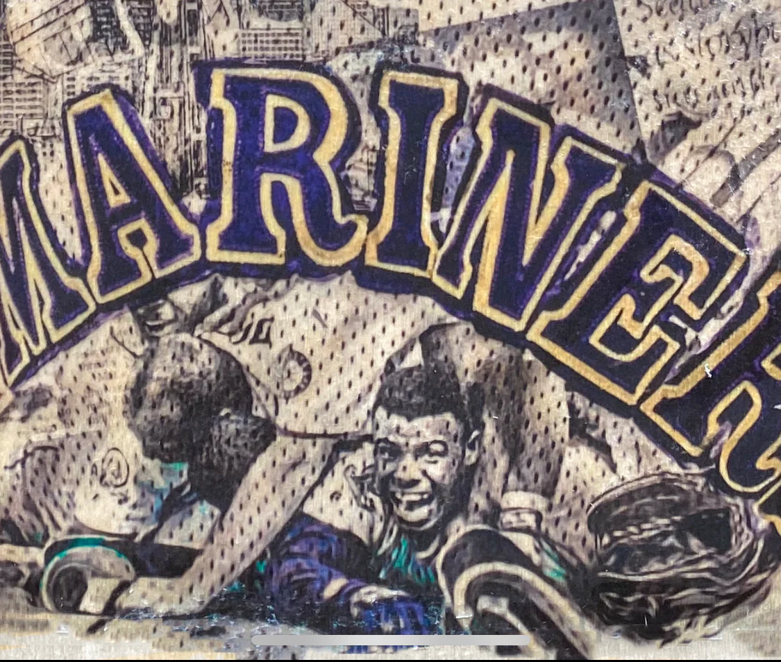 "KGJ and the Miracle Mariners" SPECIAL EDITION w/backside art (ft. the iconic Junior Swing) Seattle Mariners - Original on Wood 1/1 - Image 3