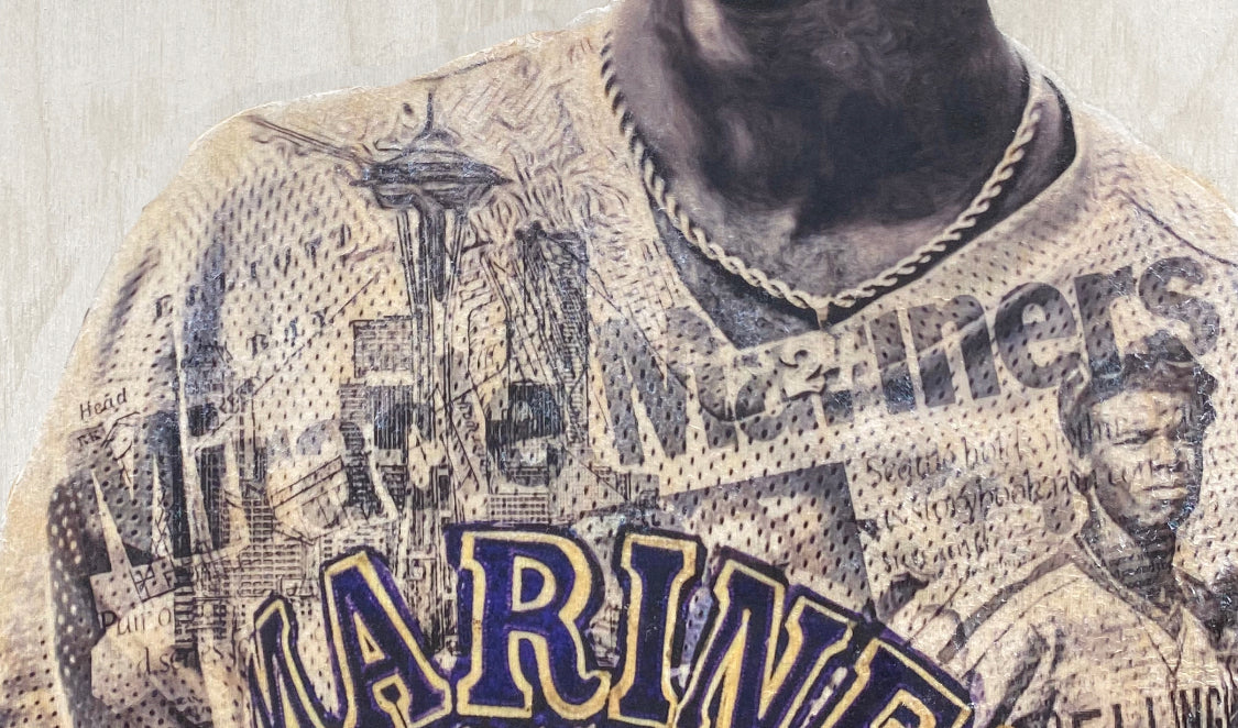 "KGJ and the Miracle Mariners" SPECIAL EDITION w/backside art (ft. the iconic Junior Swing) Seattle Mariners - Original on Wood 1/1 - Image 4