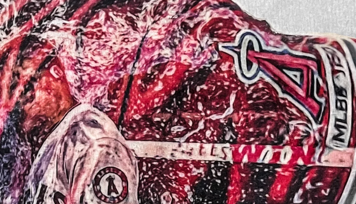 "King Fish 2.0" (Mike Trout ) Los Angeles Angels - 1/1 Original on Wood - Image 2