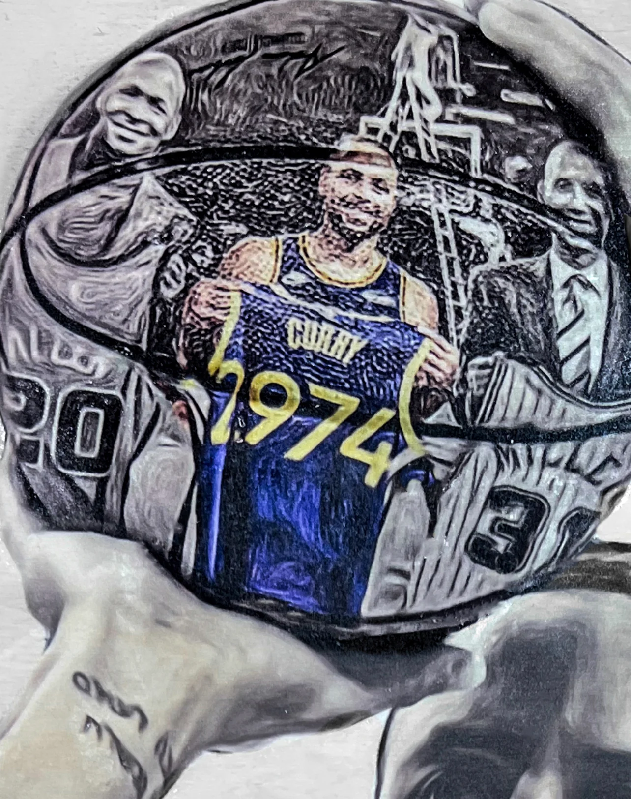 “King of the 3’s" (Steph Curry) - ORIGINAL on Birchwood - Image 3