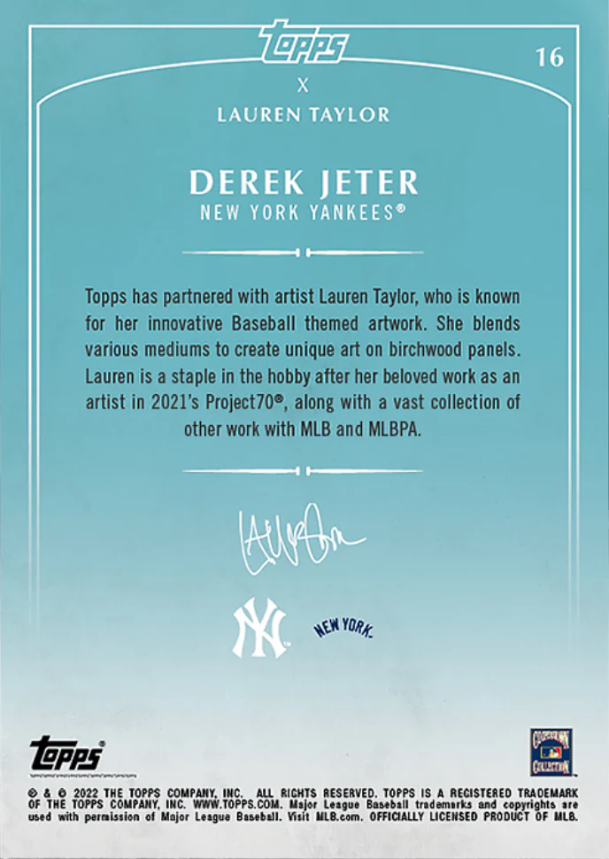 Lauren Taylor x Topps - Artist Autographed Derek Jeter Base Card - Image 2