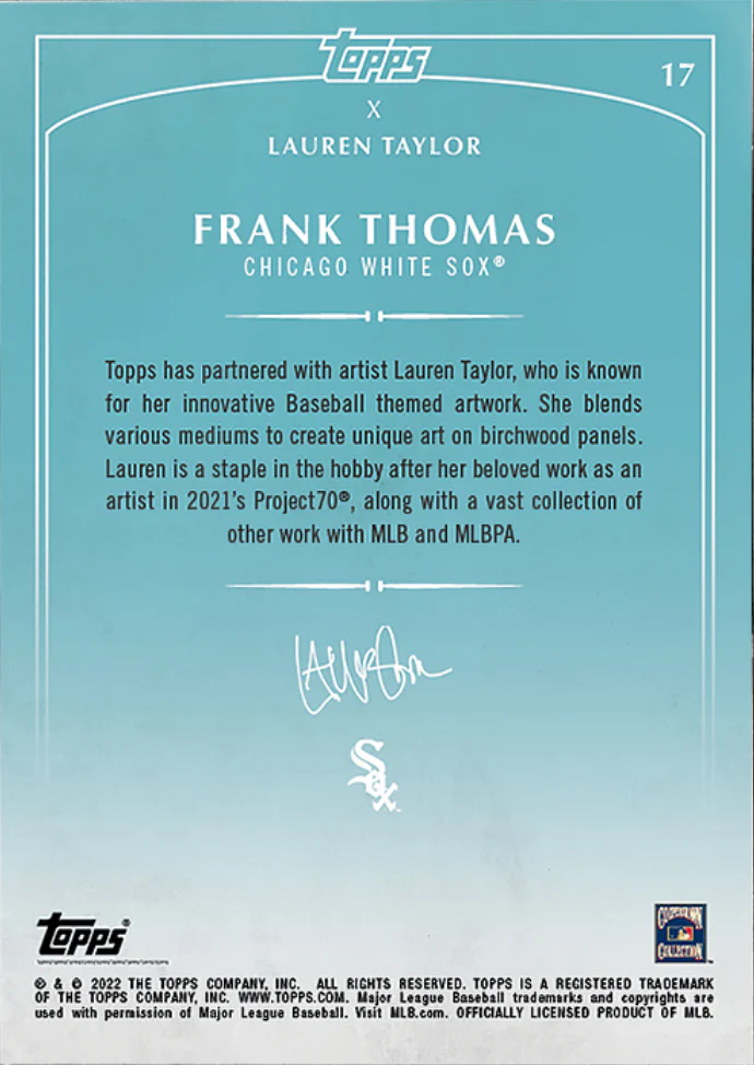 Lauren Taylor x Topps - Artist Autographed Frank Thomas Base Card - Image 2