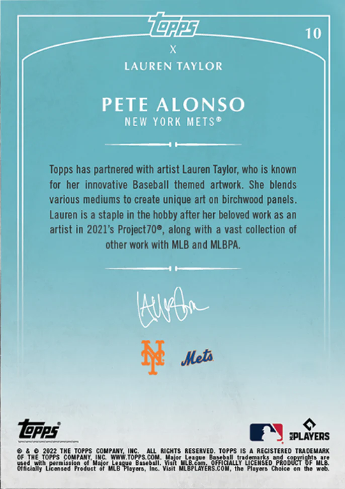 Lauren Taylor x Topps - Artist Autographed Pete Alonso Base Card - Image 2