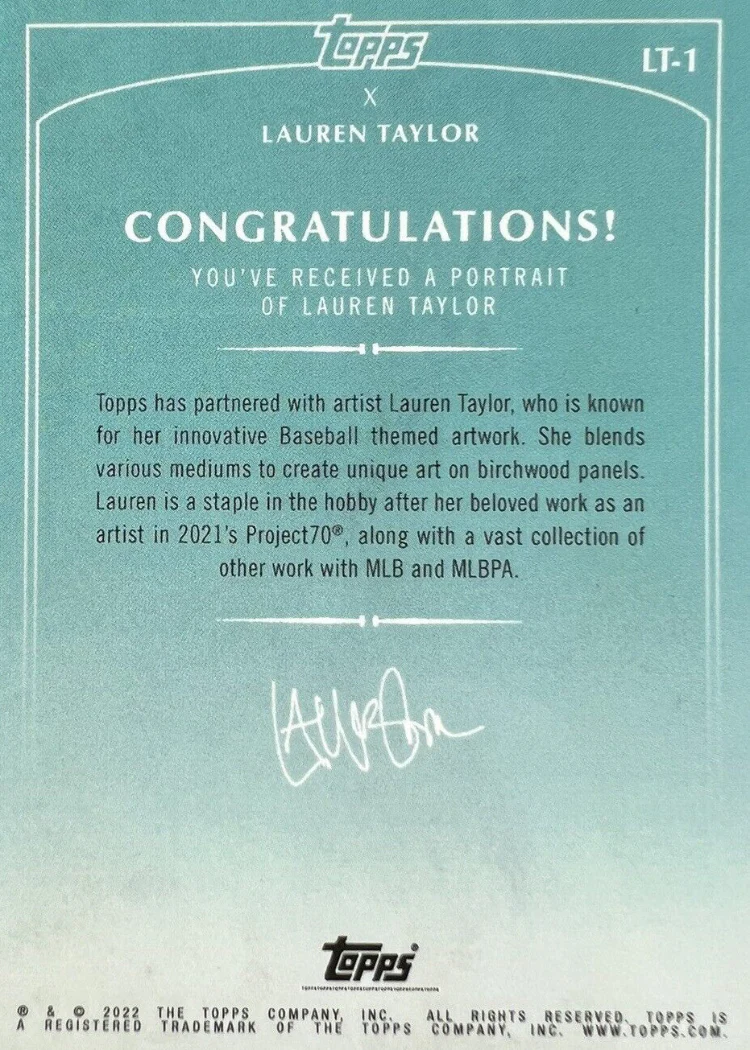 Lauren Taylor x Topps - Artist Autographed - Portrait Special Insert - Wave 1 - Image 2
