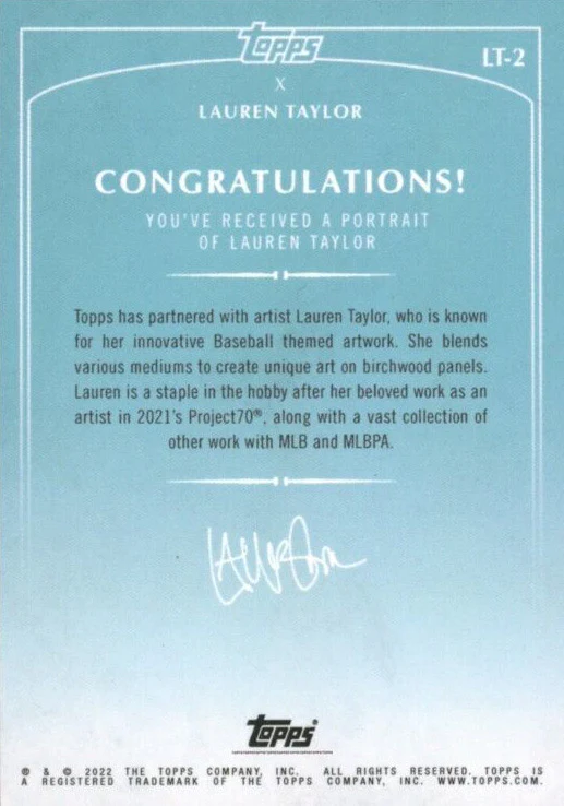 Lauren Taylor x Topps - Artist Autographed - Portrait Special Insert - Wave 2 - Image 2
