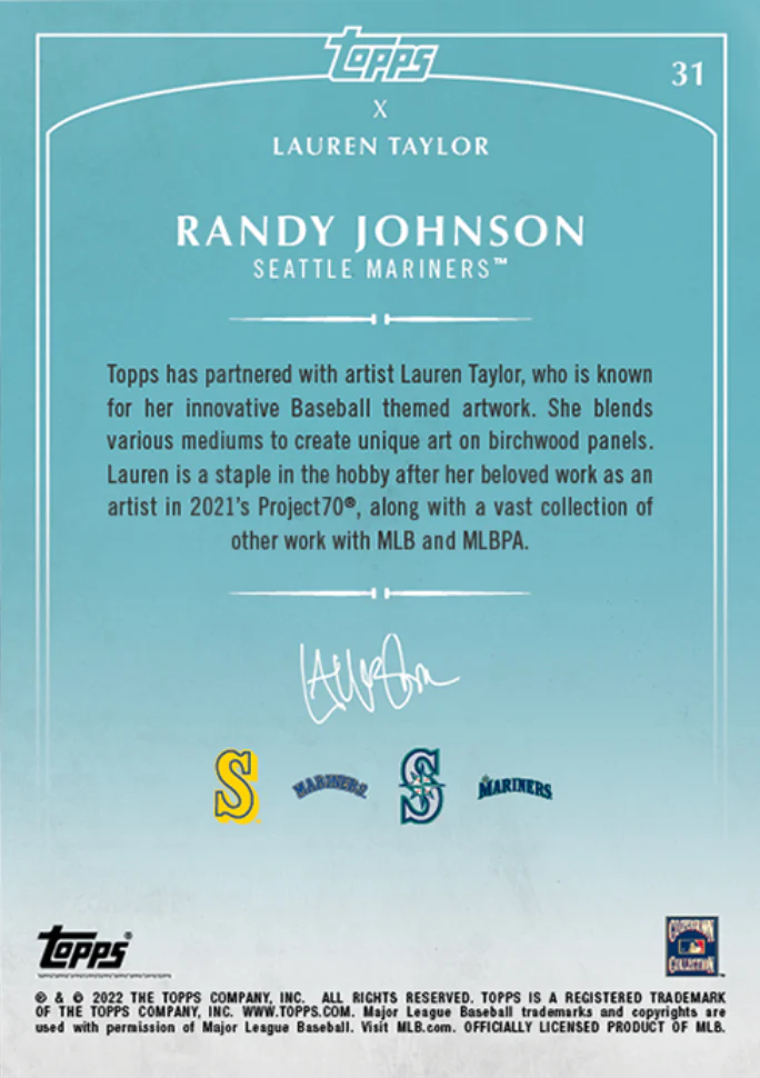 Lauren Taylor x Topps - Artist Autographed Randy Johnson Base Card - Image 2
