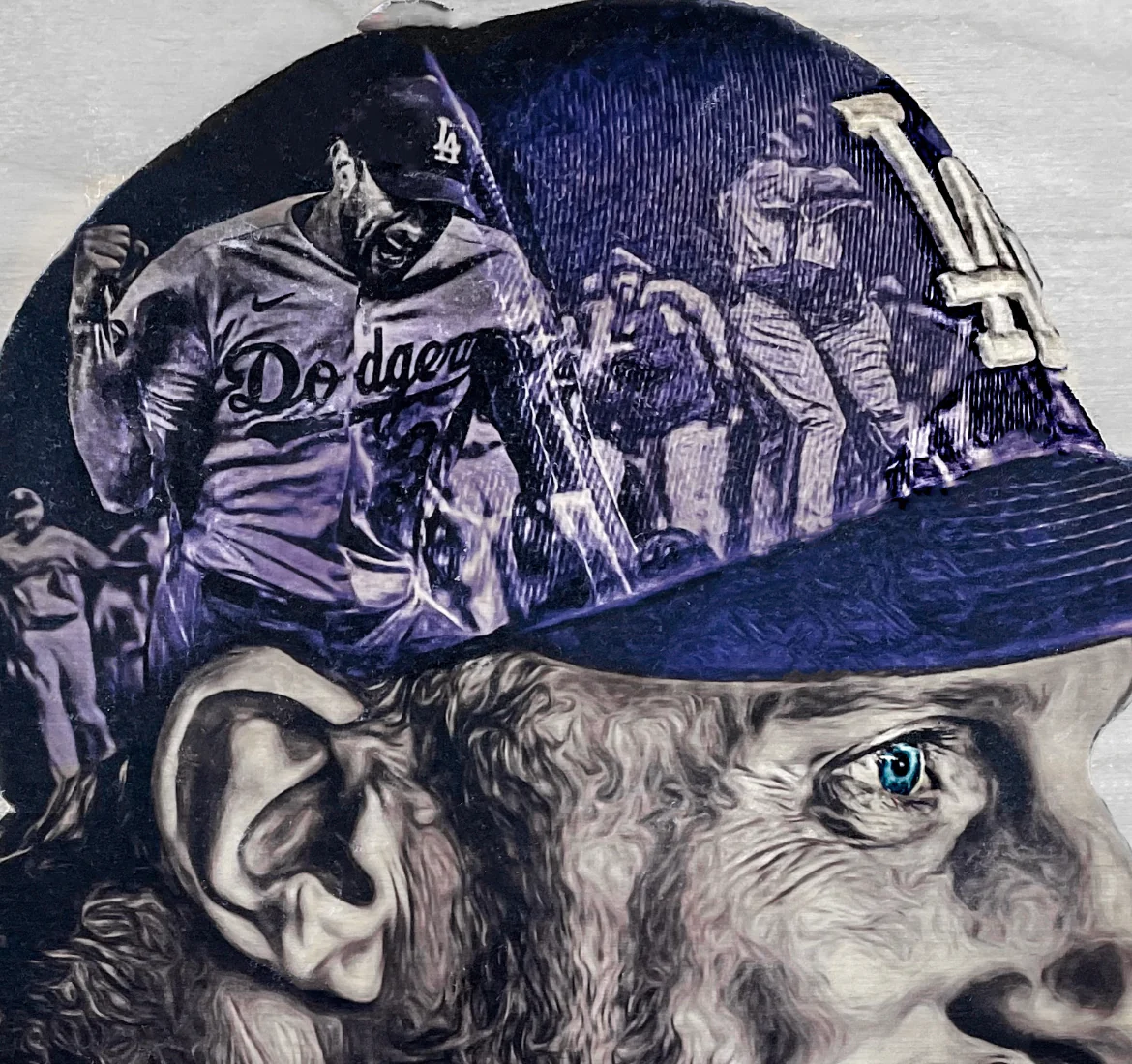 "MAX Energy" (Max Scherzer) Los Angeles Dodgers - 1/1 Artist Autographed original on birchwood - Image 2