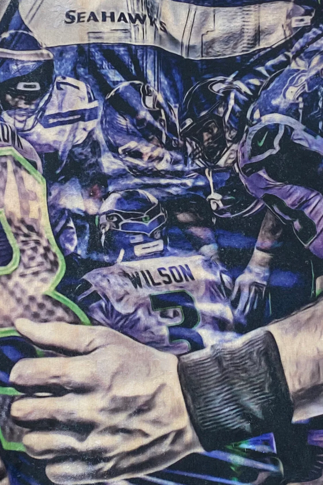 "Mr. Unlimited" (Russell Wilson) Seattle Seahawks - 1/1 Original on Wood - Image 2