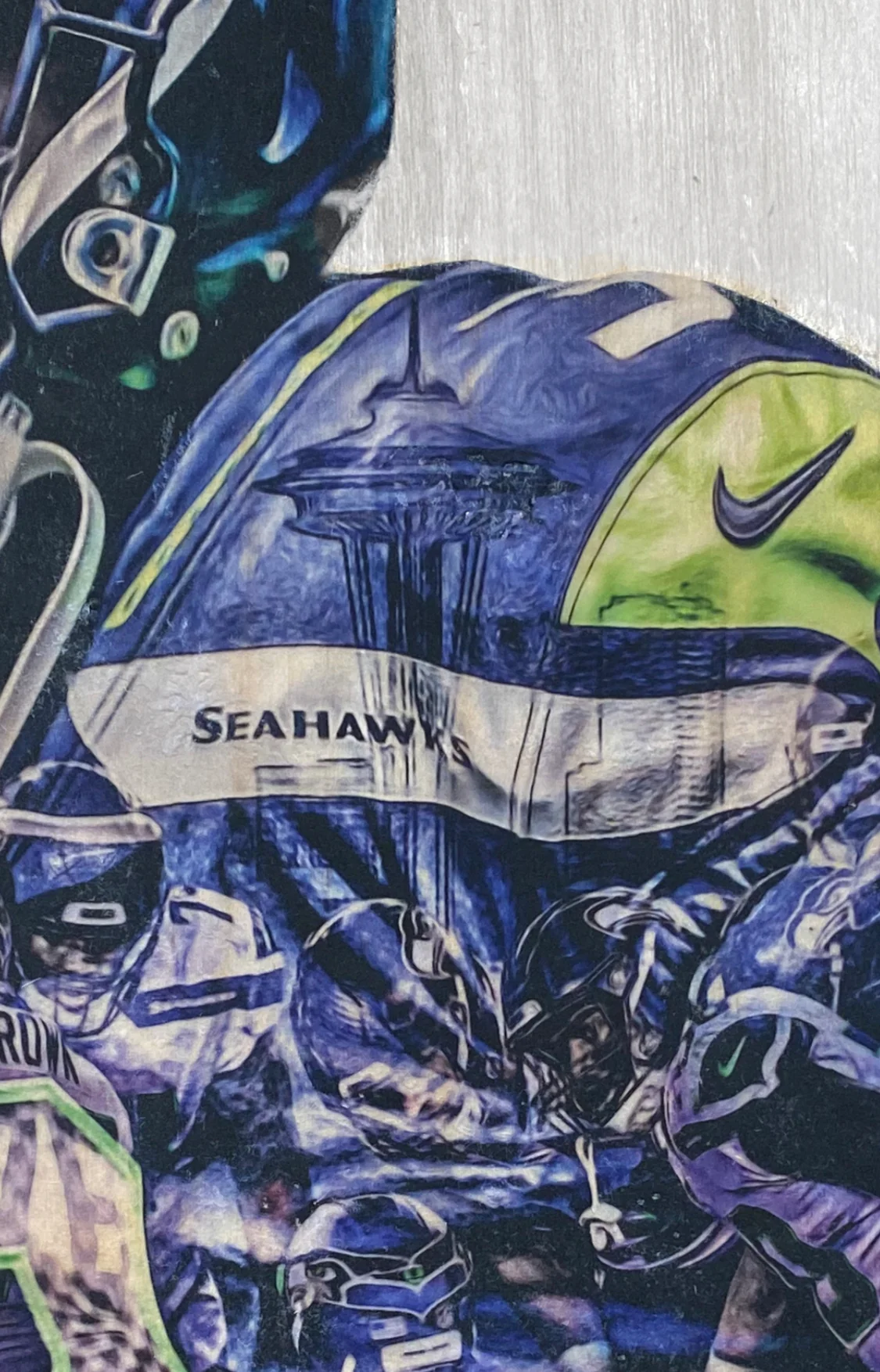 "Mr. Unlimited" (Russell Wilson) Seattle Seahawks - 1/1 Original on Wood - Image 4