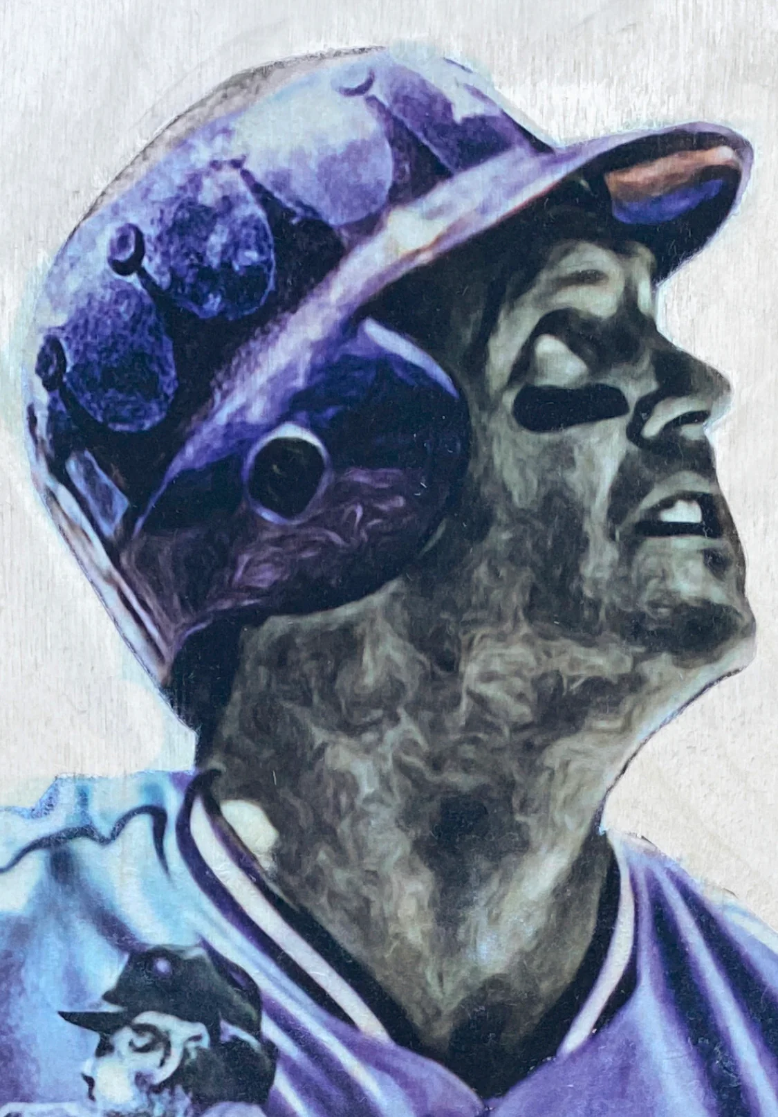 "Mullet" (George Brett) Kansas City Royals - 1/1 Original on Wood - Image 2
