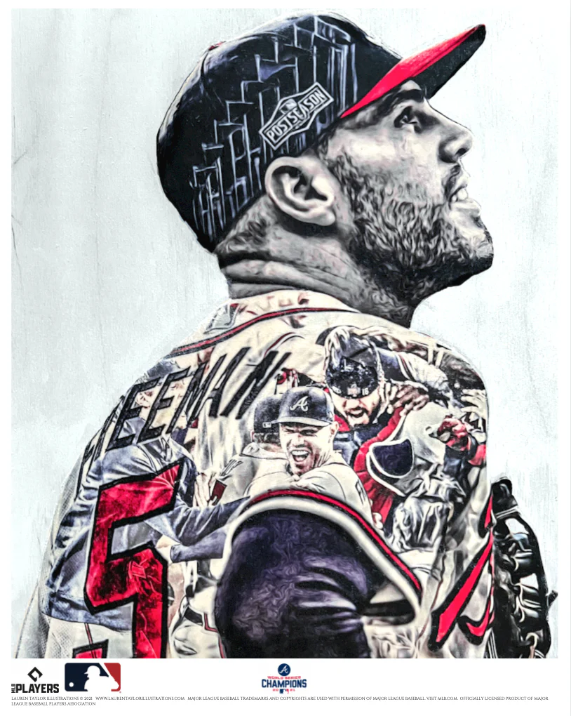 "MVFree" (Freddie Freeman) Atlanta Braves 2021 World Series Champions - Officially Licensed MLB Print - Limited Release /500 - Image 5