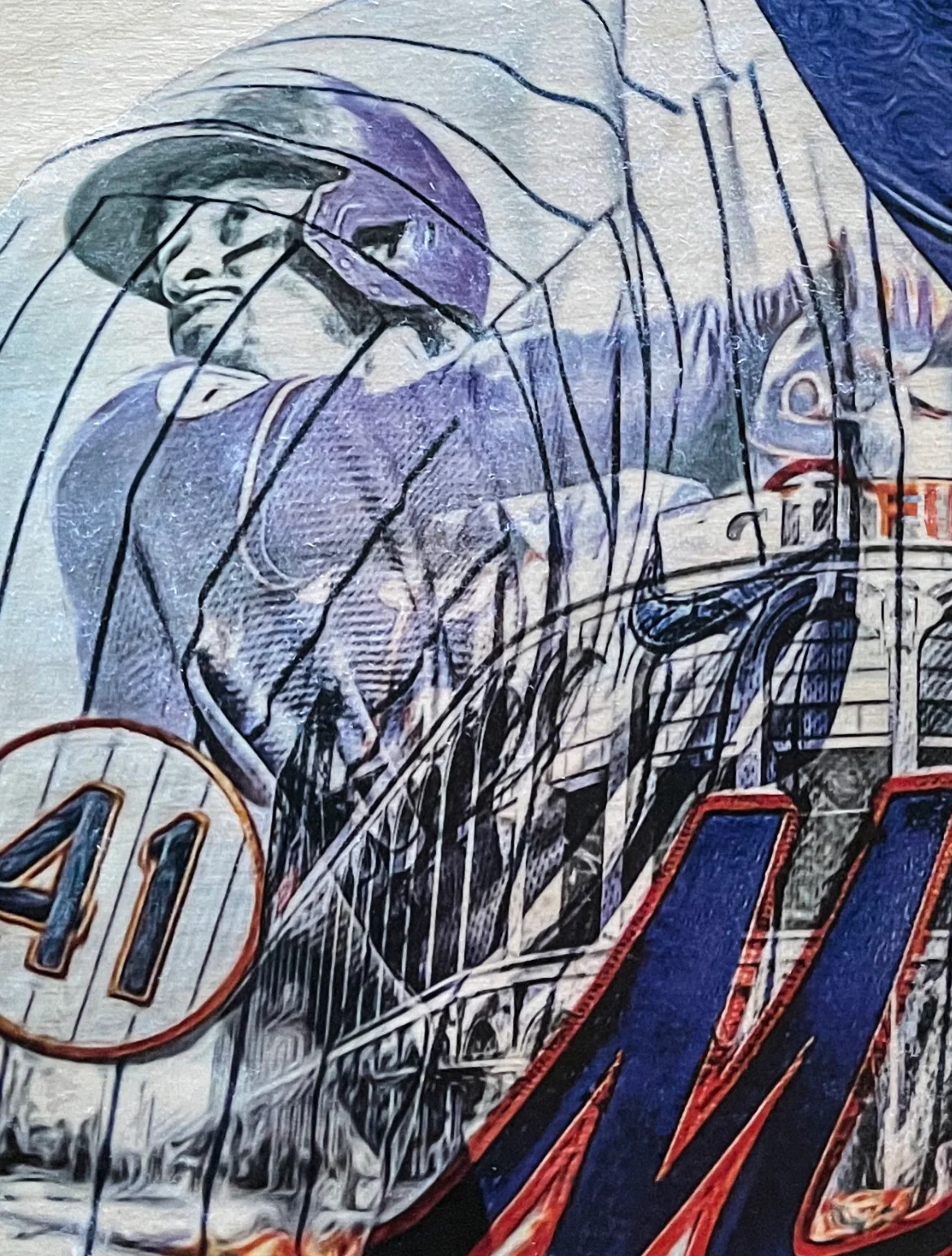 "New Threads” (Francisco Lindor) New York Mets - 1/1 Original on Wood - Image 2