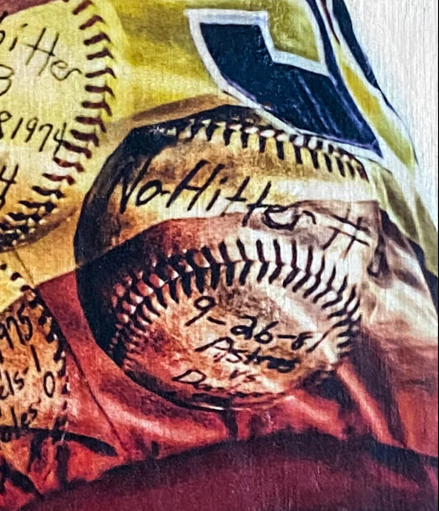 "No Hitter" (Nolan Ryan) Houston Astros - Mixed Media 1/1 Original on Wood - Image 2