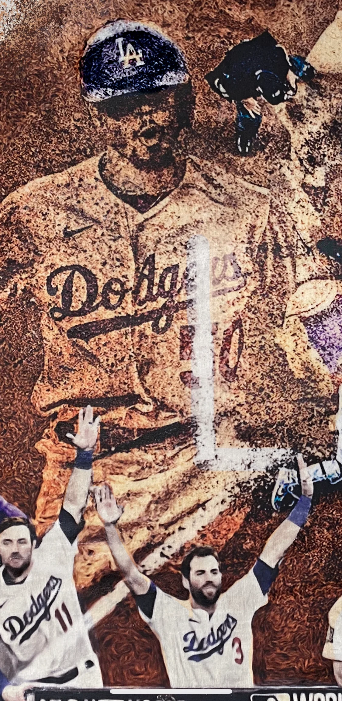 "Play at the Plate" (World Series Commemorative Piece Part II) Los Angeles Dodgers - 1/1 Original on Wood - Image 3